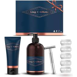 Gillette King c. premium bartpflege set trial kit rasierklingen rasierhobel