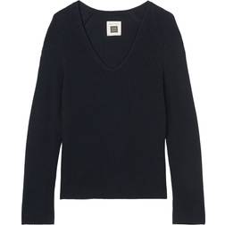 Marc O'Polo Long Sleeve V-Neck Ribbed Jumper - Blue