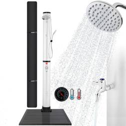 Arebos Solare 40L Elemento Premium E Pavimento Effetto Legno Incl. Cuffia E Doccia A Pedale Argento