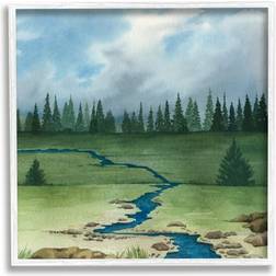 Stupell Industries Rural Stream Flowing Countryside Framed Giclee Green Framed Art 17x17"