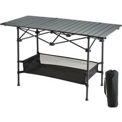 VEVOR Folding Camping Table, Outdoor Portable Side Tables, Lightweight Fold Up Table, Aluminum & Steel Ultra Compact Work Table with Large Storage and