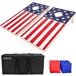 GoSports Solid Wood Cornhole Set American Flag