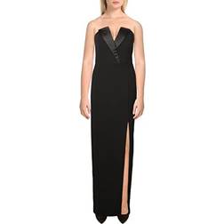 Betsy & Adam Strapless Tuxedo Gown Black Black