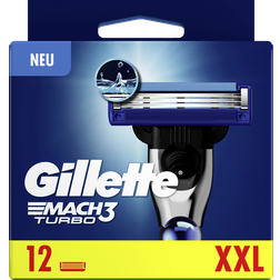 Gillette Mach3 Turbo Rasierklingen, 12 Ersatzklingen für Nassrasierer Herren mit 3-fach Klinge