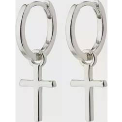 Pilgrim DAISY cross hoops silver-plated, Silver, Women