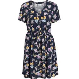 Vila Floral Short Sleeved Dress - Navy Blazer