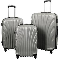 Borg Living Resväskset 3 St Praktiska Hardcase Mussla Grå