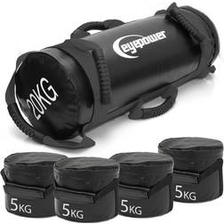 EyePower 20kg Sand Bag 4 Pesas Kettlebell con Arena 20x60 Power Sandbag para Fitness schwarz