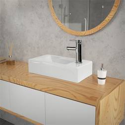 ML Design Lavabo Forma Rectangular 46 x 26 x 11 Cmm Cerámica Blanca Diseío