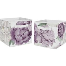 Sweet Jojo Designs Lavender Purple & Ivory Peony Floral Garden Coll Storage Box