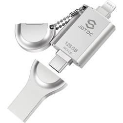 JSL JDTDC MFi Certified 128GB Photo-Stick-for-iPhone USB-Flash-Drives Externt lagringsminne för USB C iPhone-Thumb-Drive Memory-Mobile-for-Android-Phones iPad-Flash-Drive Photo Transfer Stick