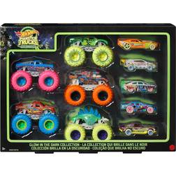 Hot Wheels Monster Trucks Coffret 10 Véhicules Phosphorescents Petite voiture Dès 3 ans HCB57 Vert