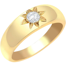 Jewelco London Domed Band Solitaire Ring - Gold/Diamond