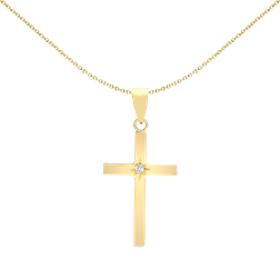 Jewelco London Cross Pendant Necklace - Gold/Diamond