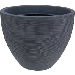 Odle Koopman Large Ribbed Light Grey Round Planter Plant Pot