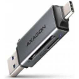 Axagon CRE-DAC External USB 3.2 Gen1 Type-C Type-A 2-slot SD/microSD, Speicherkartenlesegerät, Silber