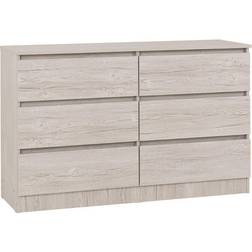 SECONIQUE Malvern 6 Urban Snow Chest of Drawer 121x78cm