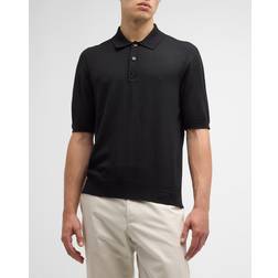 Burberry EKD Wool Silk Blend Polo Shirt - Black