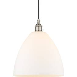 Innovations Lighting Edison Dome Polished Nickel/Matte White Pendant Lamp 12"