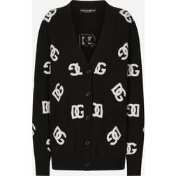 Dolce & Gabbana Wool cardigan With DG Inlay - Brown
