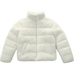 Rokka&Rolla Girl's Snow Angel Sherpa Coat Faux Fur Puffer Jacket - Ivory