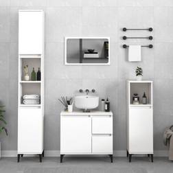 vidaXL Badeværelsesskab 30 x 30 x 100 cm Konstrueret Træ Hvid