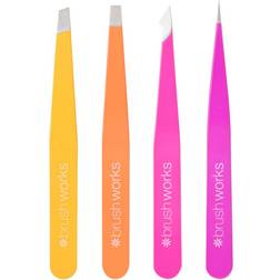 Brushworks Brushworks HD 4 Piece Combination Tweezer Set Brights