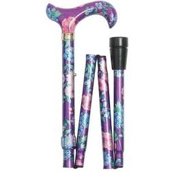 Classic Canes elite folding walking stick purple floral