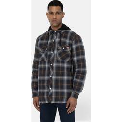 Dickies Hooded Fleece Flannel Shirt Man Brick Plaid