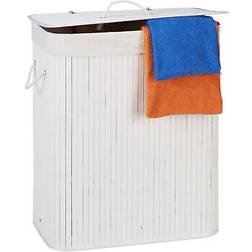 Relaxdays Bambu Tvättkorg Med Lock 100 L