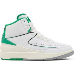 NIKE Air Jordan 2 Retro GS - White/Sail/Light Steel Grey/Lucky Green