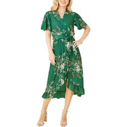MELA Mela London Floral Print Wrap Midi Dress - Green