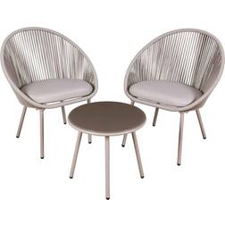Dellonda Como 3 Piece Steel Bistro Set with Tempered Glass Top Caféset, 1 Bord inkl. 2 Stolar