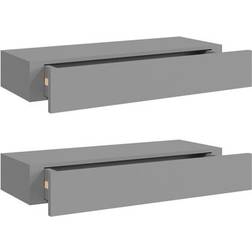 vidaXL 330260 Grey Étagère Murale 60cm 2pcs