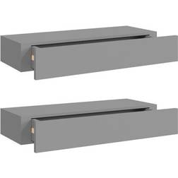 vidaXL 330260 Grey Vägghylla 60cm 2st