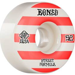 Bones STF V4 Wide Skateboard Wheels 4-Pack 52mm Patterns 103a White/Red