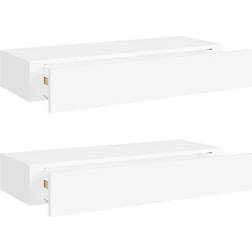 vidaXL 330256 White Estantería de Pared 60cm 2pcs