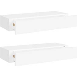 vidaXL 330256 White Vägghylla 60cm 2st