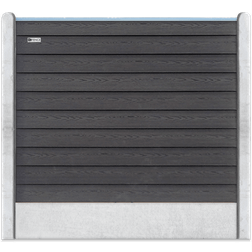 XL FENCE WPC Dobbeltklink Komposithegn med Betonstolper 180cm – Sort