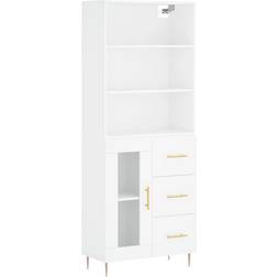 vidaXL Highboard ‎1 Glass Door 3 Drawers White Skænk 69.5x180cm