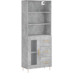 vidaXL Highboard ‎1 Glass Door 3 Drawers Concrete Grey Aparador 69.5x180cm