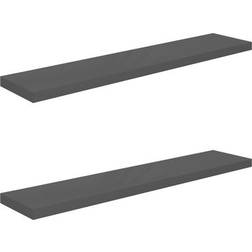 vidaXL 323800 High Gloss Grey Estantería de Pared 120cm 2pcs