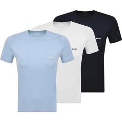 HUGO BOSS Logo Underwear T-shirts in Cotton Jersey 3-pack - White/Blue