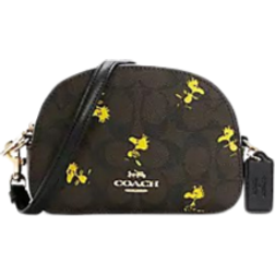 Coach X Peanuts Mini Serena Crossbody In Signature Canvas With Woodstock Print - Gold/Brown Black Multi