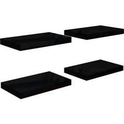 vidaXL 323765 High Gloss Black Væghylde 40cm 4stk
