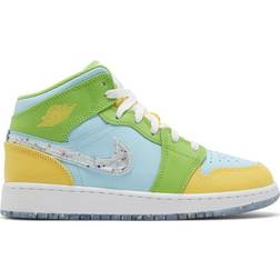 Nike Air Jordan 1 Mid SE GS - Glacier Ice/Citron Pulse/Action Green/White