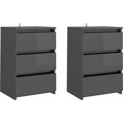 vidaXL Engineered Wood High Gloss Grey Sängbord 35x40cm 2st