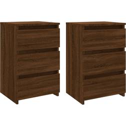 vidaXL Engineered Wood Brown Oak Mesita de noche 35x40cm 2pcs