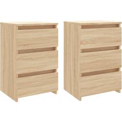 vidaXL Engineered Wood Sonoma Oak Bedside Table 35x40cm 2pcs