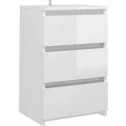 vidaXL Bed Cabinet High Gloss White Bedside Table 35x40cm